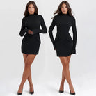 Women Sleeves Solid Sexy Mini Dress -