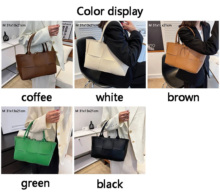 Make a fashion statement with this large capacity handbag. Crafted with stylish woven leather, this tote bag is perfect for adding a touch of elegance to your everyday outfit. -