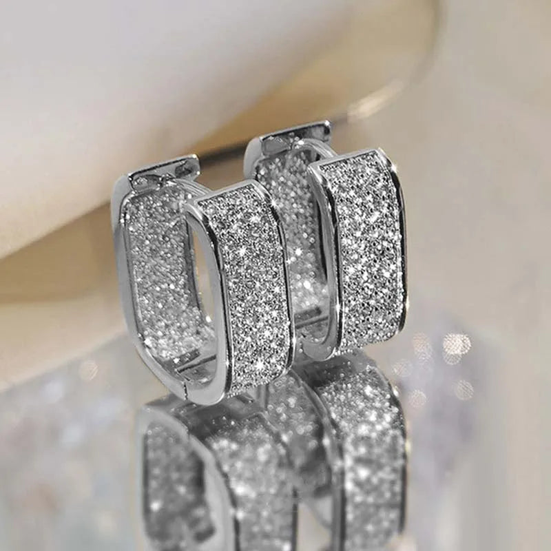 Stainless Steel Gold Silver Color Square Hoop Earrings -