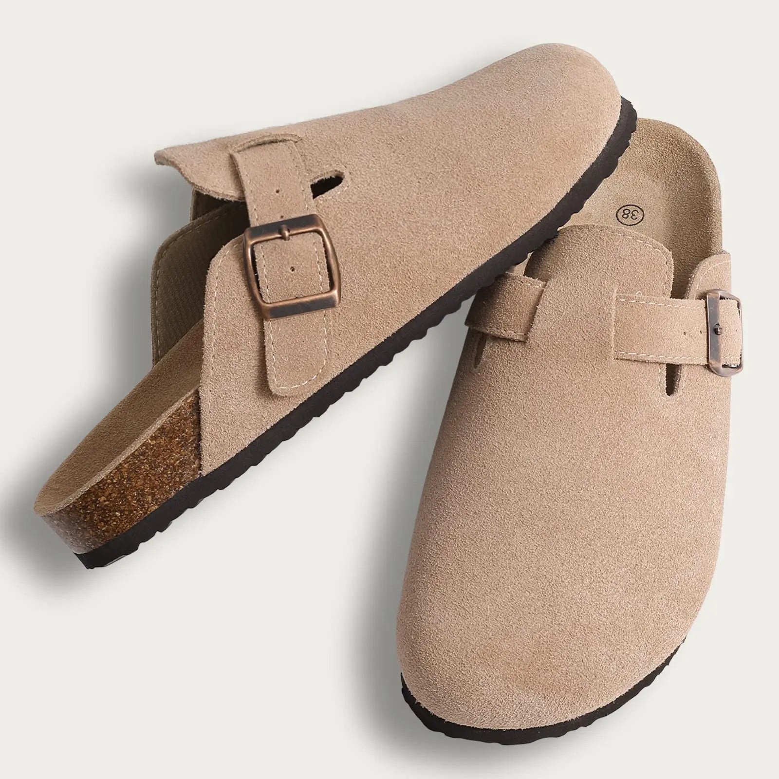 Evshine 2024 Women Cork Slides Classic Clogs For Women Fashion Mules Indoor Home Cork Suede Slippers Outdoor Soft Beach Slippers -