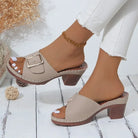 Soft Platform Chunky Heels Buckle Designer Shoes -