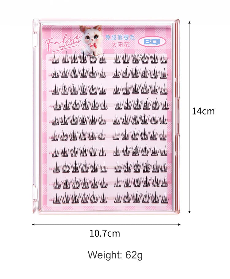 10 Rows of Large Capacity Glue-free False Eyelashes Single Cluster 10-12MM C-curled Natural Self-adhesive false Eyelashes -