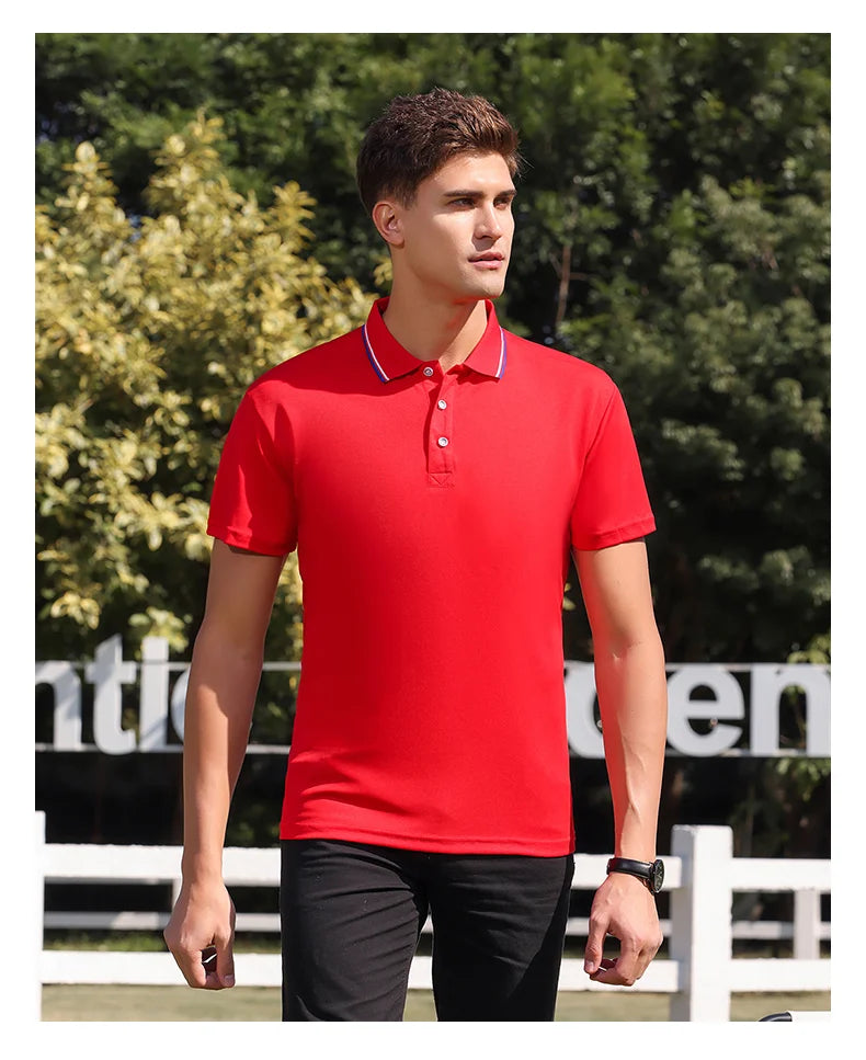 New Summer Men's and Women's Casual Collar T-shirt Breathable Short Sleeved Polo Shirt -