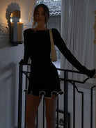 Women's Mini Dress Ruffled High Waist Elegant (Slim Fit) -