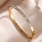 5/1pcs Sparkling Zirconia Inlaid Stainless Steel Bracelet Set -