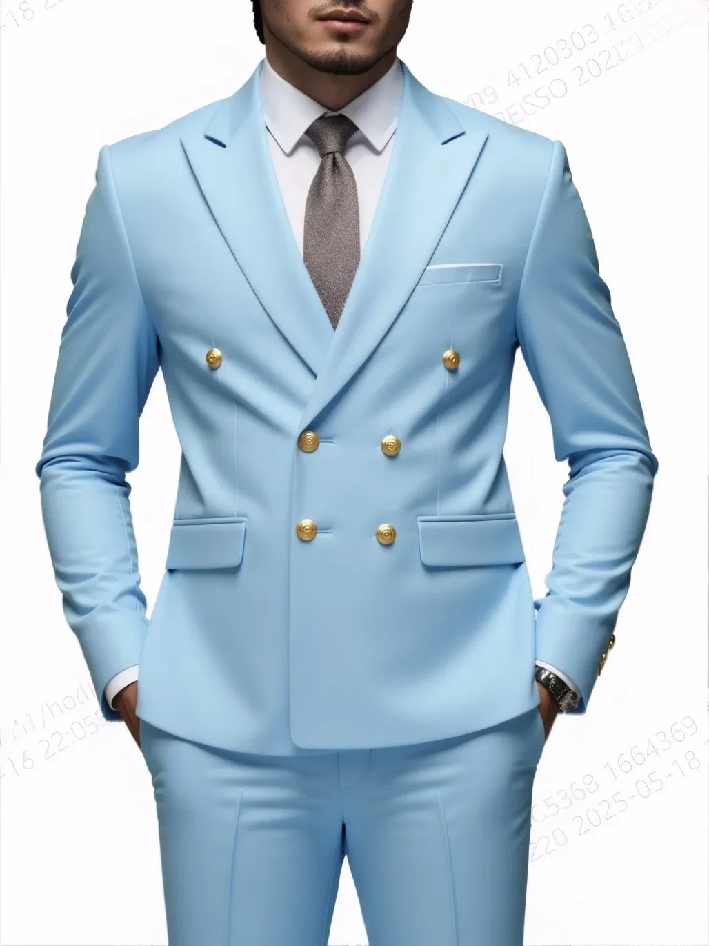 Fashion New Men's Double Breasted Slim Fit Suit -