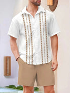 Summer Men's Short Sleeve Shirt And Beach Shorts Set Outdoor Sports Comfortable Men's Shorts Hawaii Men's Travel Casual Shirt -