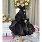 Handmade Pet Dog Clothes Flower Embroider Princess Skirts Fashion Elegant Black Evening Dress For Small Medium Dog Puppy Outfits -