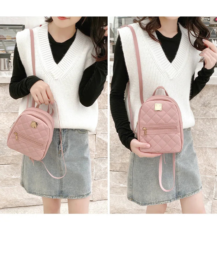 Carry your essentials in style with this fashionable women's bag. Featuring double pockets and embroidered details, this small book bag is perfect for adding a trendy touch to your outfit. -