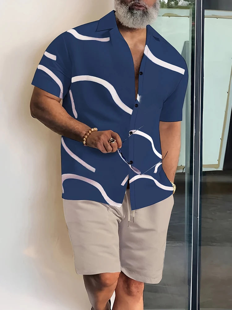 Summer Men's Short Sleeve Shirt And Beach Shorts Set Outdoor Sports Comfortable Men's Shorts Hawaii Men's Travel Casual Shirt -