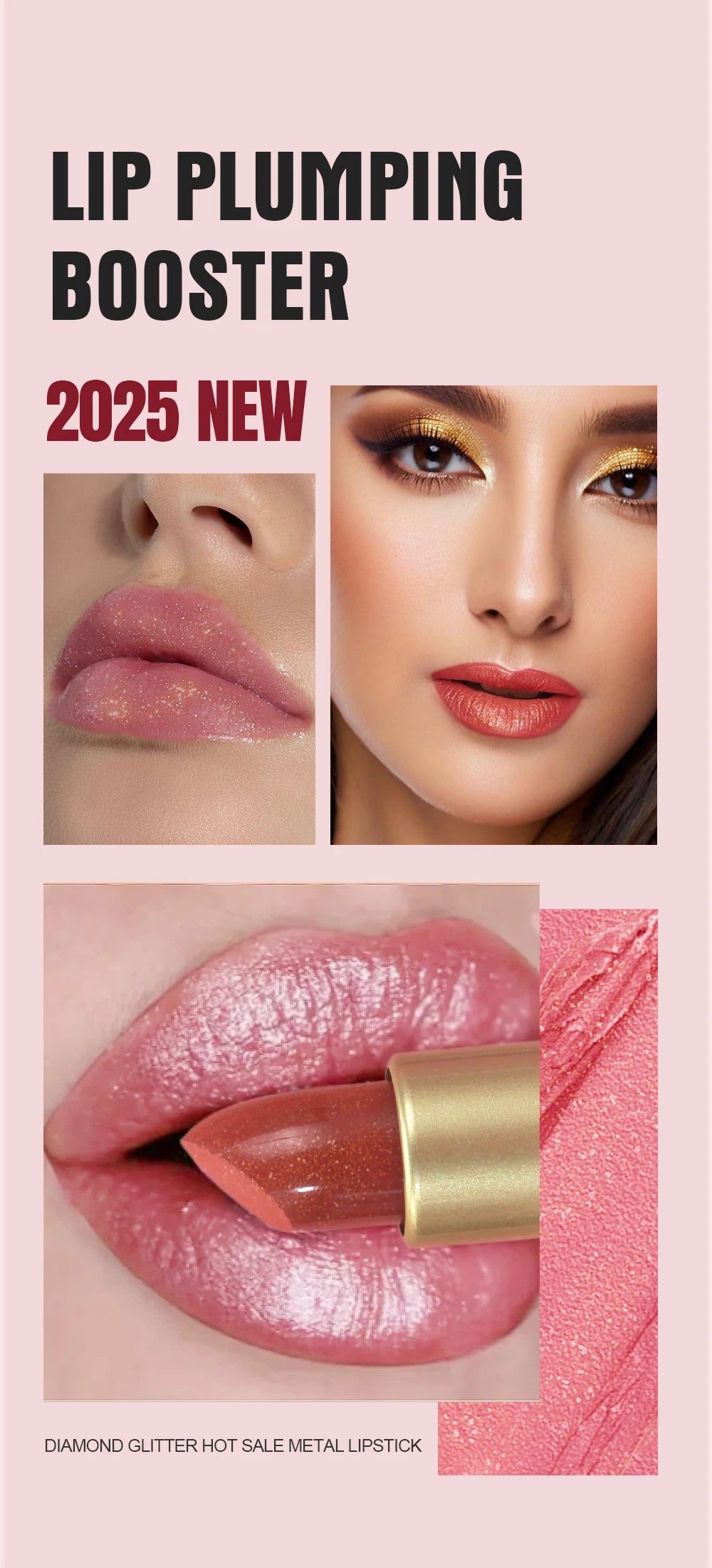 Achieve a bold and glamorous look with this pearlescent pink glitter velvet lipstick. The metallic finish adds a touch of sparkle to your lips, while the waterproof formula ensures long-lasting wear for a stunning and shimmery pout. -