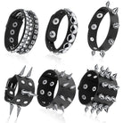 Black Round Square Gothic Spike Bracelet -