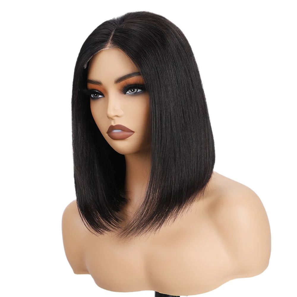 Wear And Go Glueless Wigs Human Hair Bob Straight Pre Cut Lace Front Wigs Human Hair Upgraded No Glue Lace Front Wigs For Women -