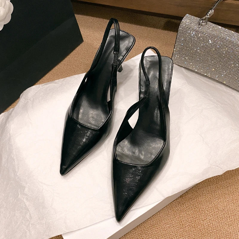 Shoes for Women 2024 Fashion Slip-on Women's High Heels Summer Solid Office and Career Sexy Pointed Toe Heeled Sandals Women -