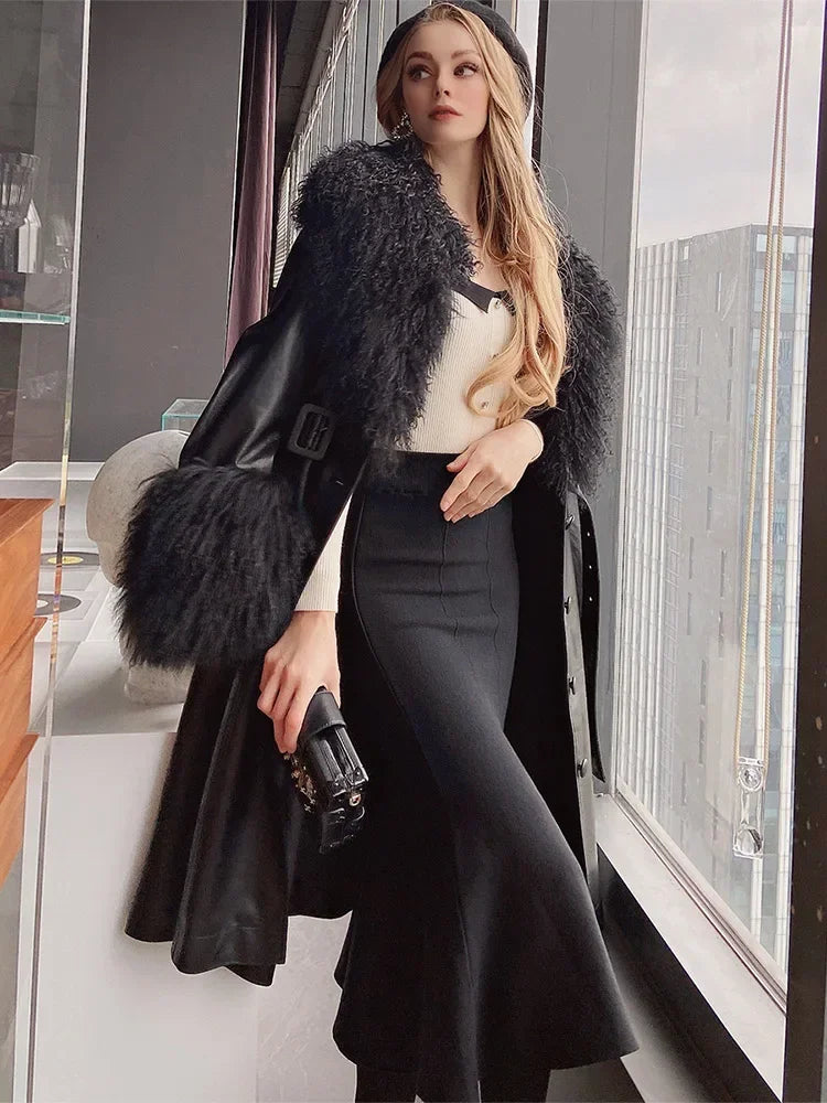 Women's Skirts Knitted Long Skirts for Women Fashion 2025 Autumn Winter Solid Color Green Vintage Slim A-LINE Skirts for Woman -