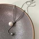 Women Long Necklace With Single Pearl -