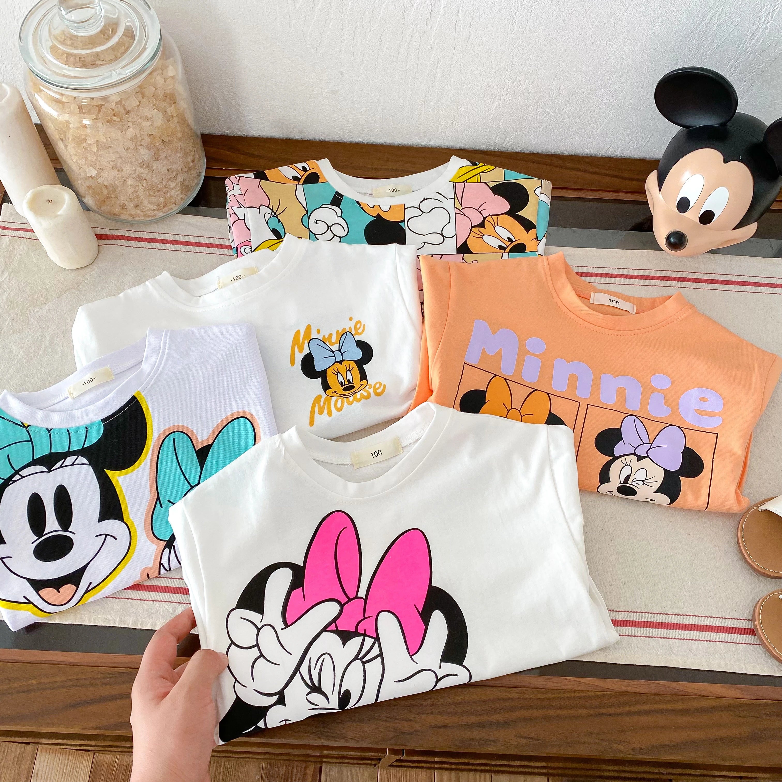 Girls Child Suits Cartoon TShirt Solid Color Shorts 2pcs Short Sleeve Tracksuits Outer Wear Kids Casual Cute Black Tees Outfit -
