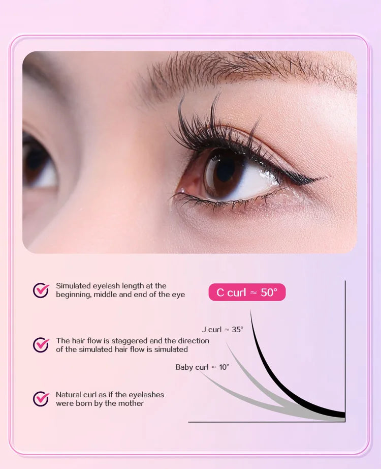 10 Rows of Large Capacity Glue-free False Eyelashes Single Cluster 10-12MM C-curled Natural Self-adhesive false Eyelashes -