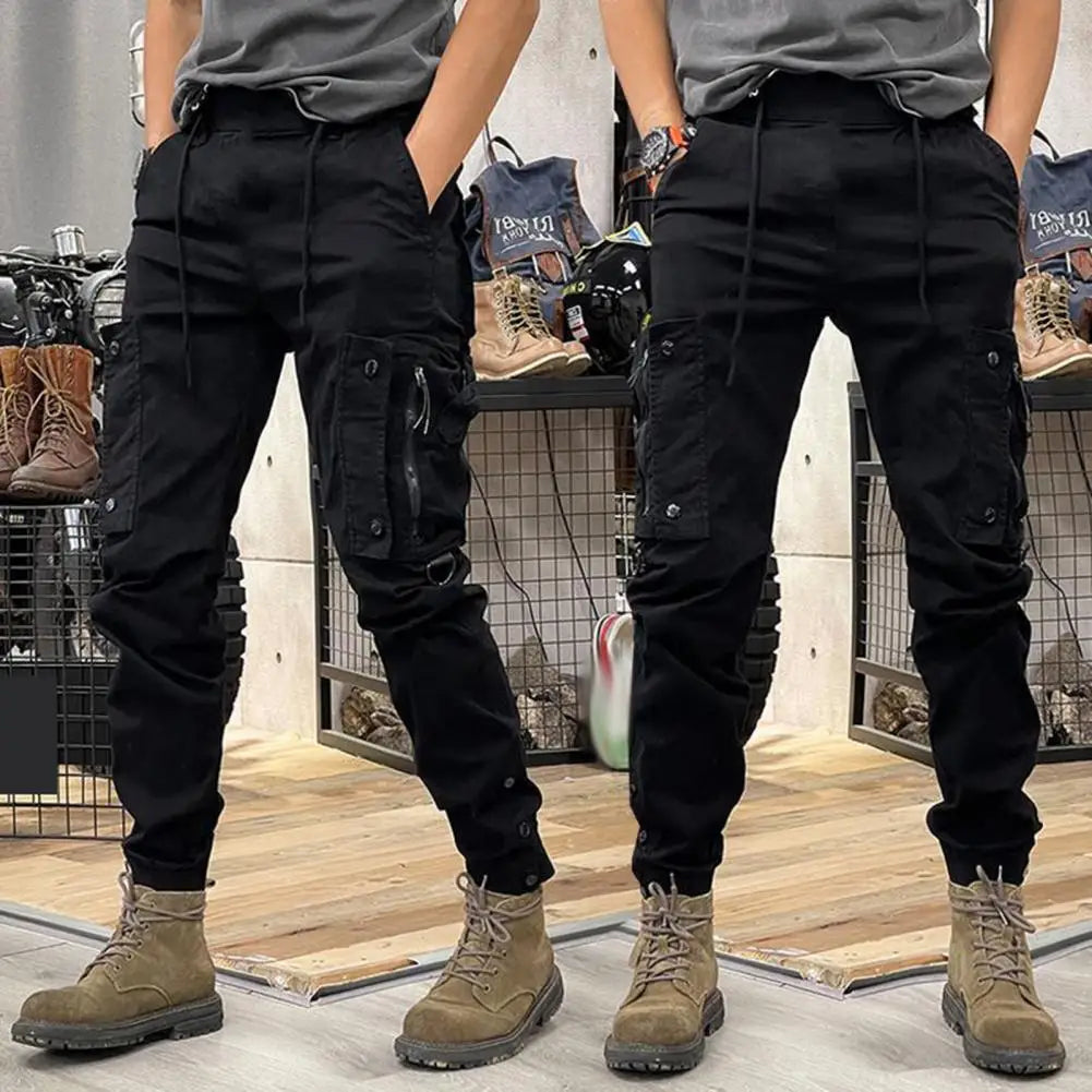 Cargo Pants for Men - Multi-Pocket Elastic Waist Casual Trousers -