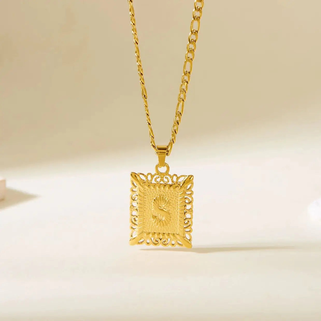 Stainless Steel Initial Letter Necklace For Women & Men -