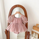 Dress your toddler in sweet style with this new baby lace dress featuring a big bowknot and short sleeves—perfect for special occasions! -