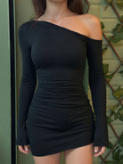 Shoulder Long Sleeve Mini Dress -