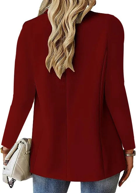 Women's Long Sleeve Blazers, Simple Button Pocket, White, Office, Commuter, Monochromatic, New -