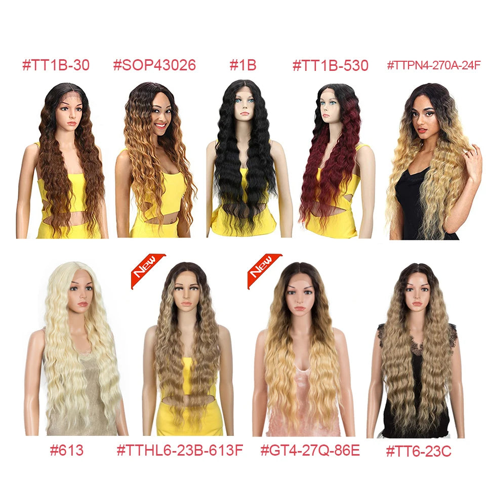 Make a bold statement with this 30-inch synthetic lace front wig featuring deep wave curly blonde hair with pink accents—perfect for cosplay and standout style! -