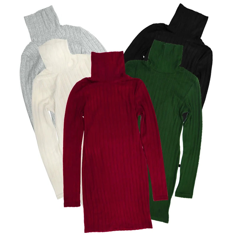 Long Sleeves Turtleneck Dress -