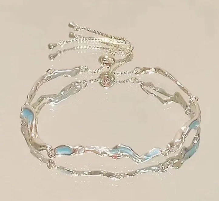 Shiny Pink Crystal Cherry Blossom Bracelets -