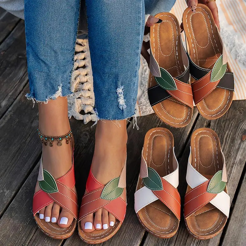 Women's Sandals 2025 Summer Shoes Woman Mix Color Heels Sandals Summer Women Slippers Elegant Heeled Footwear Chaussures Femme -
