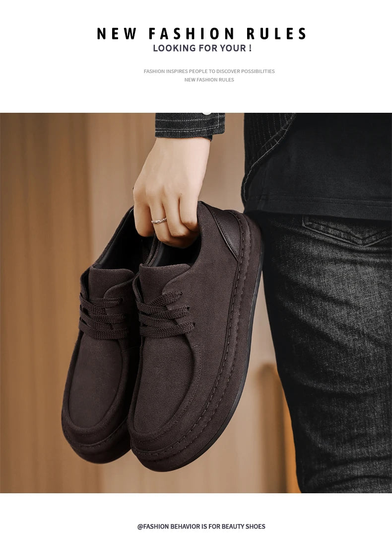 Men's Shoes Are Fashionable Brown Casual Shoes Made of Durable Suede Material Comfortable Walking Shoes Suitable for Daily Wear -