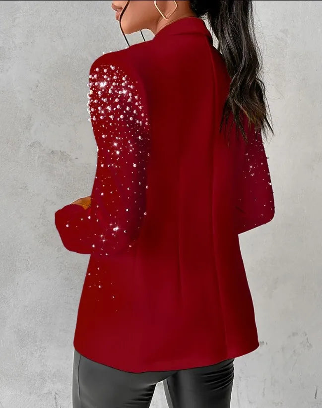 Stay trendy with these fashion blazers for women—streetwear-inspired slim long sleeve jackets with a turndown collar, perfect for casual autumn and spring wear! -