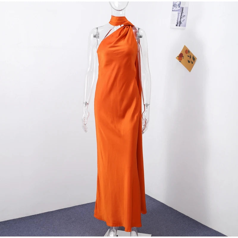 Elegant Ribbon Halter Dress -