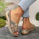 2025 Women's Orthopedic Sandals Open Toe Retro Wedge Casual Flat Slippers Anti-slip Thick Sole -