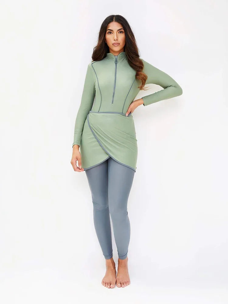 Enjoy the water with confidence and comfort in this Muslim modest swimwear hijab swimsuit—designed for full coverage and stylish modesty! -