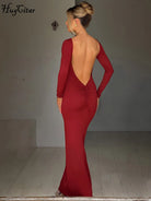 Elegant Long Sleeve Backless Dress -