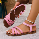 Shoes for Women 2025 Summer New Women Flat Sandals Bottom Roman Strap Sandals with Non Slip Rubber Soles Ladies Daily Sandalia -