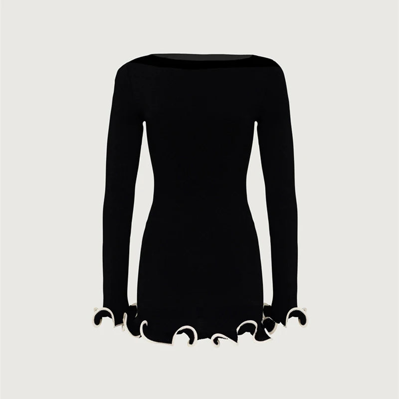 Women's Mini Dress Ruffled High Waist Elegant (Slim Fit) -