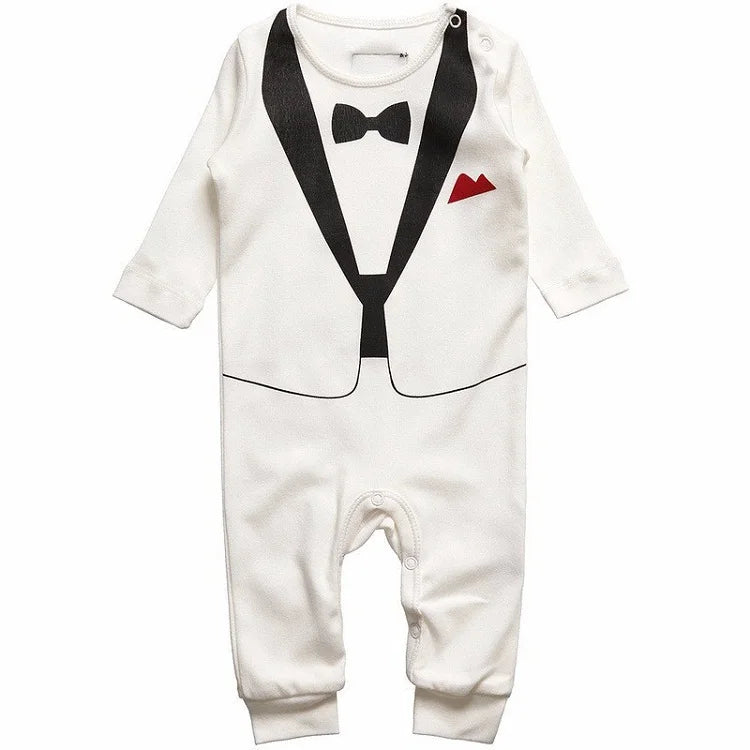 Dress your little gentleman in style with this cotton formal romper—perfect for baby boys who love to look sharp and charming! -