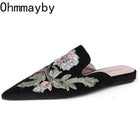 Women Luxury Fashion Elegant Pointed Toe Slides -
