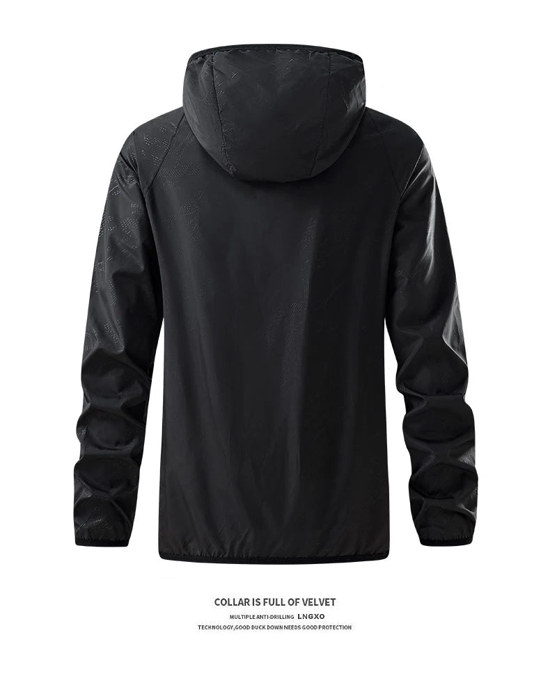 Stay protected during hiking adventures with these waterproof jackets for men and women. Featuring sun protection and windproof capabilities, these jackets are perfect for outdoor excursions, keeping you comfortable and shielded from the elements. -