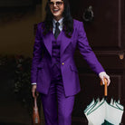 Autumn Retro Red Women's Jacket Pant Sets 3Piece Suit Single Button Peaked Lapel Blazer Formal Office Professional Outerwears -