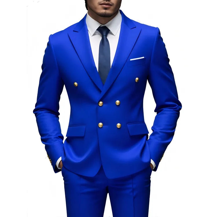 Fashion New Men's Double Breasted Slim Fit Suit -