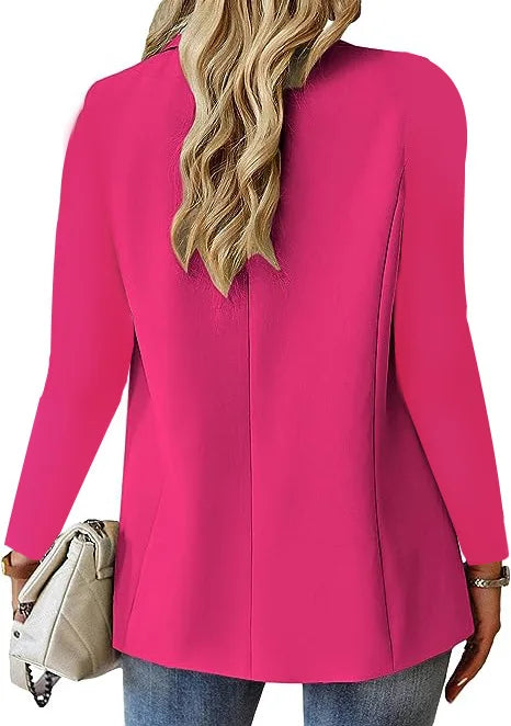 Women's Long Sleeve Blazers, Simple Button Pocket, White, Office, Commuter, Monochromatic, New -