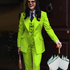 Autumn Retro Red Women's Jacket Pant Sets 3Piece Suit Single Button Peaked Lapel Blazer Formal Office Professional Outerwears -