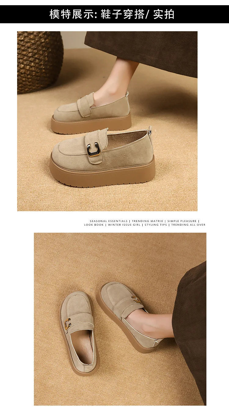 Elevate your style with these platform sole loafers for women. -