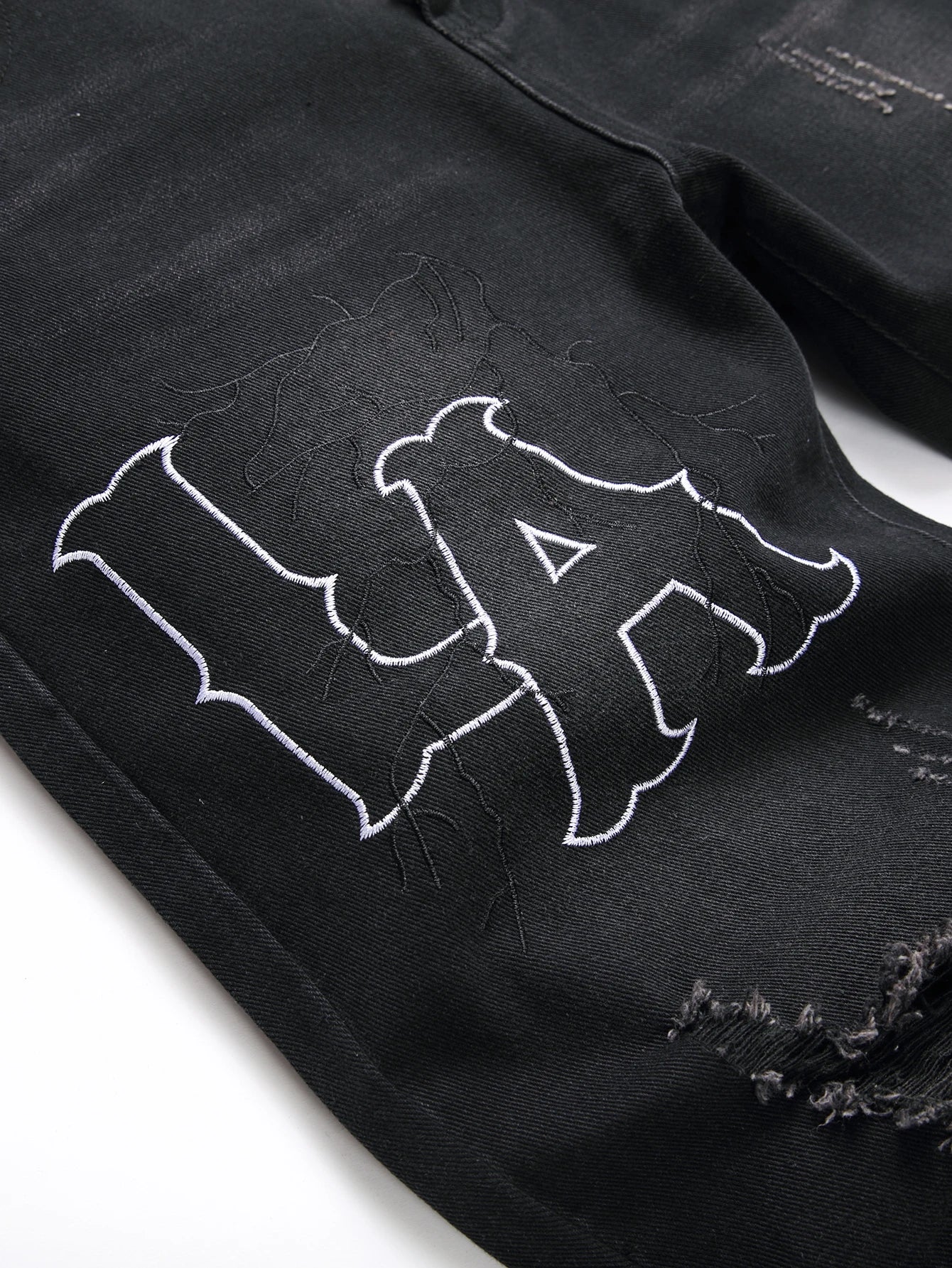 Men's Jeans Black Denim Pants Straight Leg -