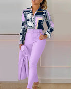 Casual Long Sleeve Shirt Pants Set -