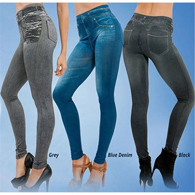 Women's Seamless Denim Yoga Leggings -